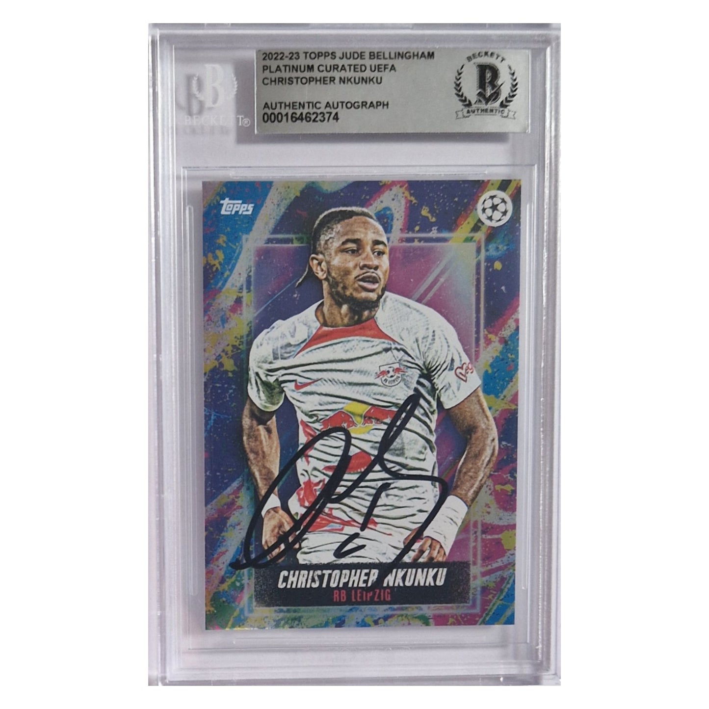 Christopher Nkunku signierte 2022/23 Topps Platinum UCL Card mit BAS Beckett Authentication